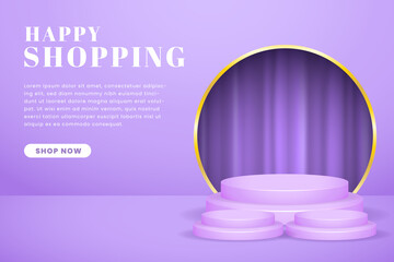 3d glass podium scene for products display with geometric platform. pastel color background with 3d rendering podium. stage showcase on pedestal display purple studio