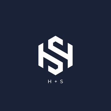 Beauty emblem hs monogram s and h letters Vector Image
