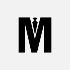 M letter logo vector design, professional style emblem, letter with tie