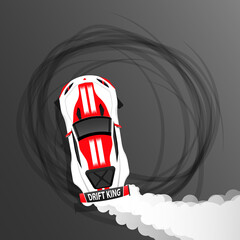 Racing car top view drifting car burnout donuts vector © antoniofrancois