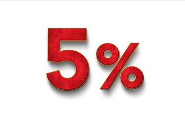 Red 3d 5 % percent text on white background