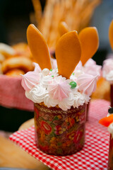 Easter cakes on the table. Buffett