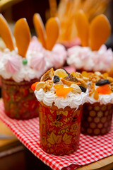 Easter cakes on the table. Buffett