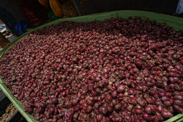 Pile of shallot in the market