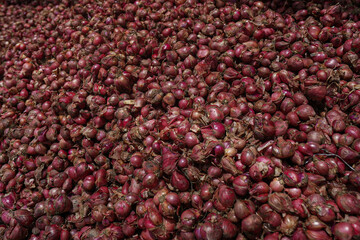Pile of shallot in the market