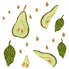 pears,pear pattern,pear slices,ripe pear fruit,pear leaf,pear seeds,vegetables and fruits,diet,proper nutrition,veganism,vegan,food for vegans,sweet fruits