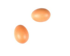 two eggs on a white background with clipping path