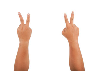Two thumbs up and up. on a white background with clipping path