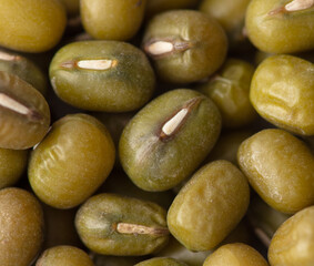 Mung beans as a background.
