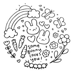 handdrawn bunnys doodle illustrations