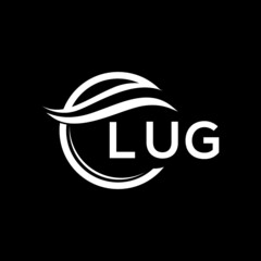 LUG letter logo design on black background. LUG creative initials letter logo concept. LUG letter design. 