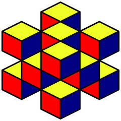 Obraz premium Vector image of a six-sided star composed of cubes