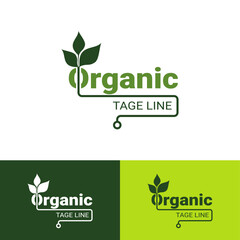 Organic Label. Natural Sticker. Leaf Green Vector