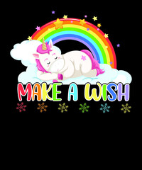 Make A Wish, Unicorn T-Shirt Vector