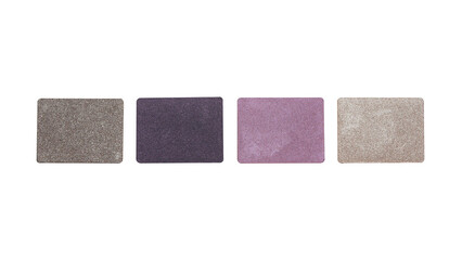 Dry multi colored eye shadows as samples of cosmetic product isolated on white