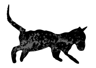 Graffiti with a cat pattern on a white wall