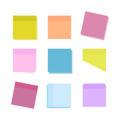 Colourful sticky notes paper icon illustration set 