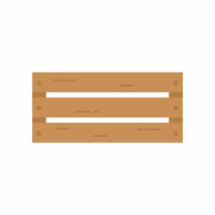 Wooden box for vegetables and fruits. Vector cartoon illustration. Flat illustration of wood garden box vector icon for web design
