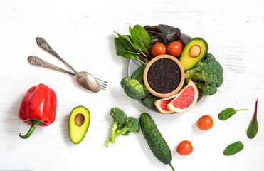 Ideal breakfast for vegetarians with quinoa and vegetables