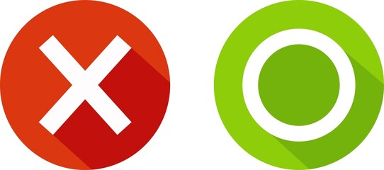 Obraz premium Set of circle and cross marks vector