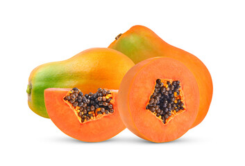 papaya on white background