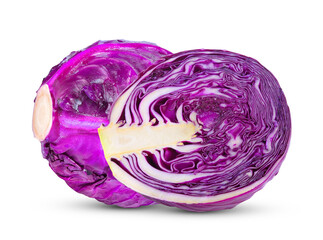 Fototapeta premium Purple cabbage slice on white