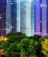 Night view of urban business office building