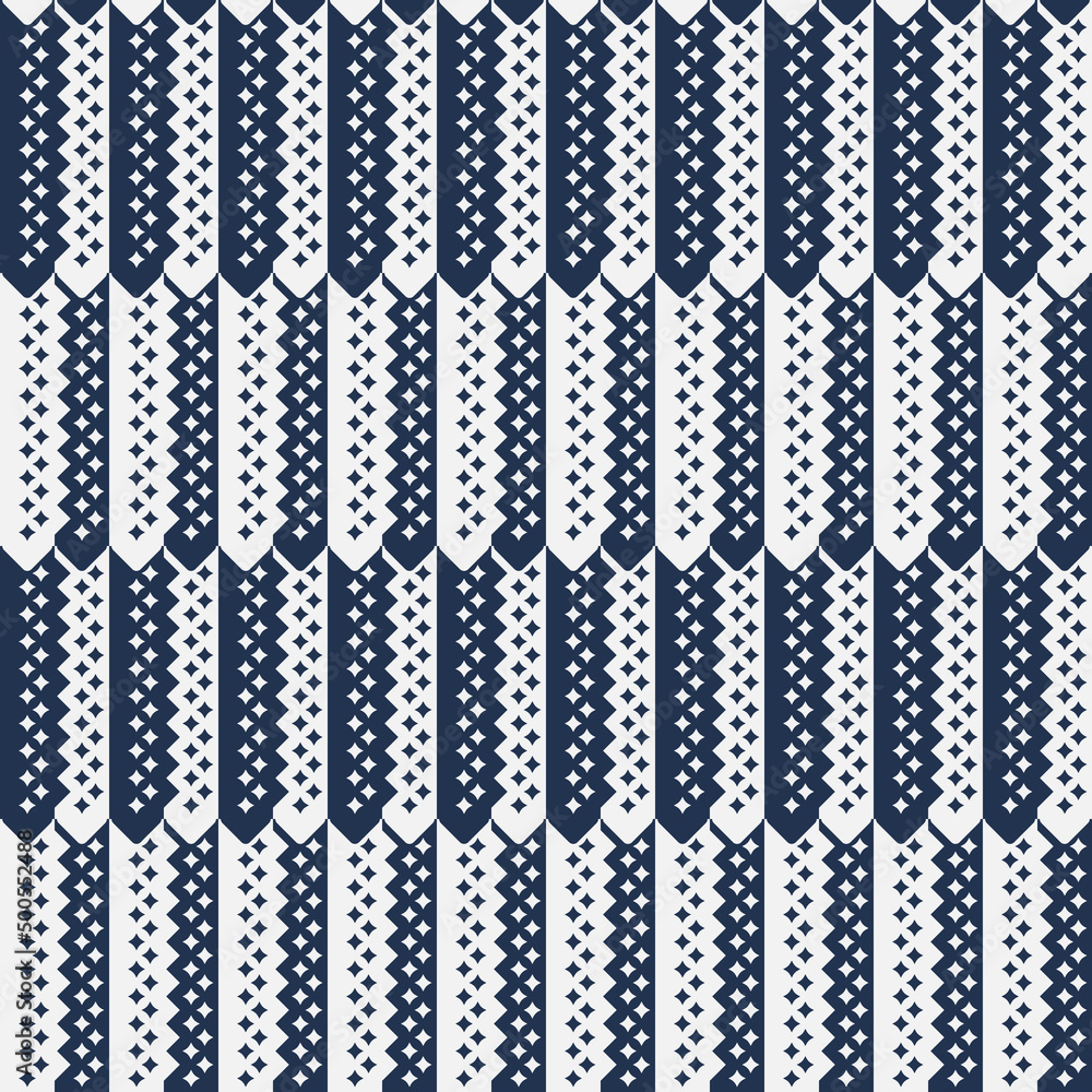 Poster Blue and white cells with a pattern alternate with each other. Vector pattern of chevrons in blue and white.