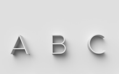 Volumetric white letters on a white background.