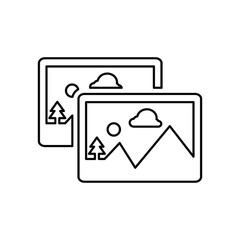 Product, gallery outline icon. Line art sketch.