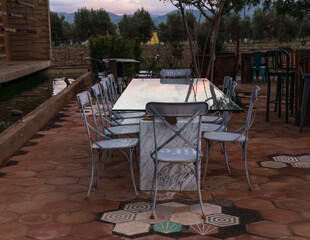 table and chairs outdoors 