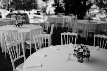 Table setting for an event party or wedding reception.