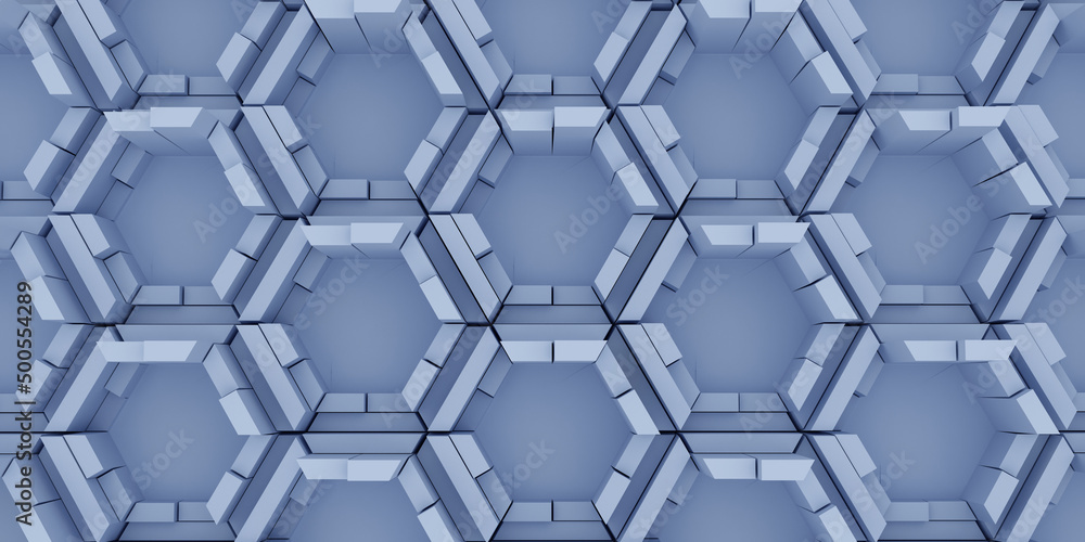 Poster three-dimensional polyhedrons of a cold shade as a background and blank