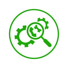 Settings, zoom, configuration icon. Green vector sketch.