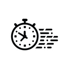 Speed, time, clock icon. Black vector sketch.