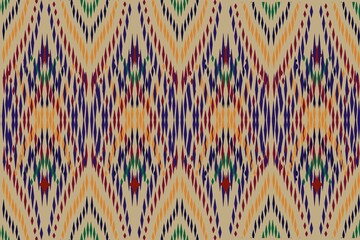 Ethnic Abstract Art Ikat Pattern Seamless Indigenous Mexican Machine Printing Geometric Pattern Carpet Design Wallpaper Clothing Folk Textile