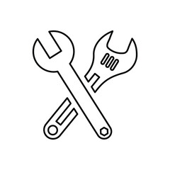 Toolkit, construction, equipment outline icon. Line art sketch.