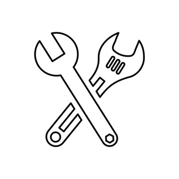 recommend clip art: Toolkit, construction, equipment outline icon. Line art sketch.