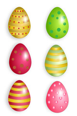 Colourful Easter Eggs on white background, vector illustration.