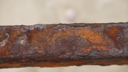 Naklejka premium Rusty part of shipwreck. An iron piece from a ship on the seashore