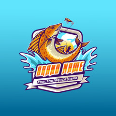 template logo fishing in the wave