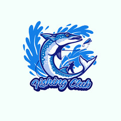 template logo fishing in the wave