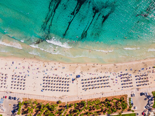 Sa Coma Beach, Mallorca in the Summer from Drone