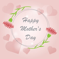 background for mother's day with frame made up by carnation and circles