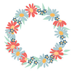 floral round frame on a white background. A template for creating your own design. Part of the set.