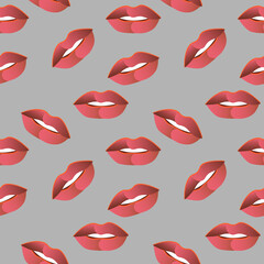 Seamless pattern with a fashionable print in the form of parted lips. Decor for creating textiles and wallpaper. Part of the set. 
