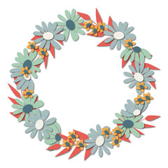 floral round frame on a white background. A template for creating your own design. Part of the set.