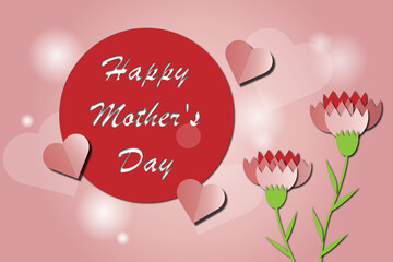 background for mother's day with paper cut effect carnation