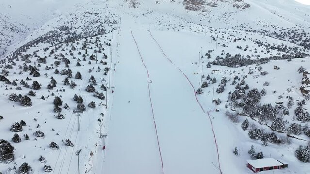 Winter Season in the Ergan Ski Centre Drone Video, Erzincan City, Turkey