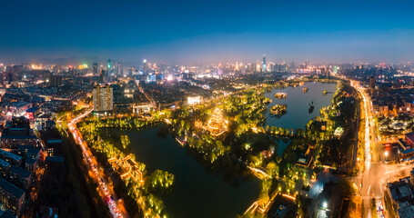 Obraz premium Aerial photography of Jinan city night scene large format